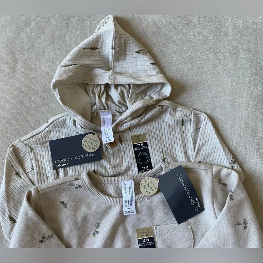 •NWT•Modern Moments by Gerber Long Sleeve Top and Hooded Henley